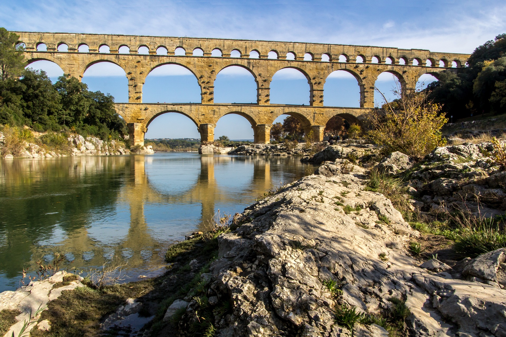 Pont du gard on Classics school trip to France